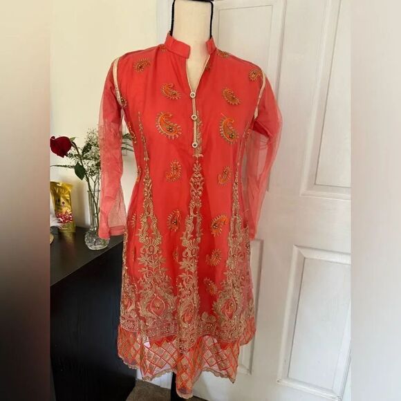 PAKISTANI INDIAN DRESSY SEMI FORMAL KURTA TOP - Picture 5 of 7